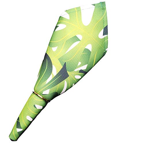 Charlo's Cloth Napkins Set of 4 Green Palm Leaf Monstera Tropical 16" by 16" - Green