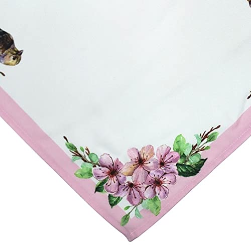 Charlo's Cloth Napkins Set of 4 Delicate Bird 16" by 16" - Rose