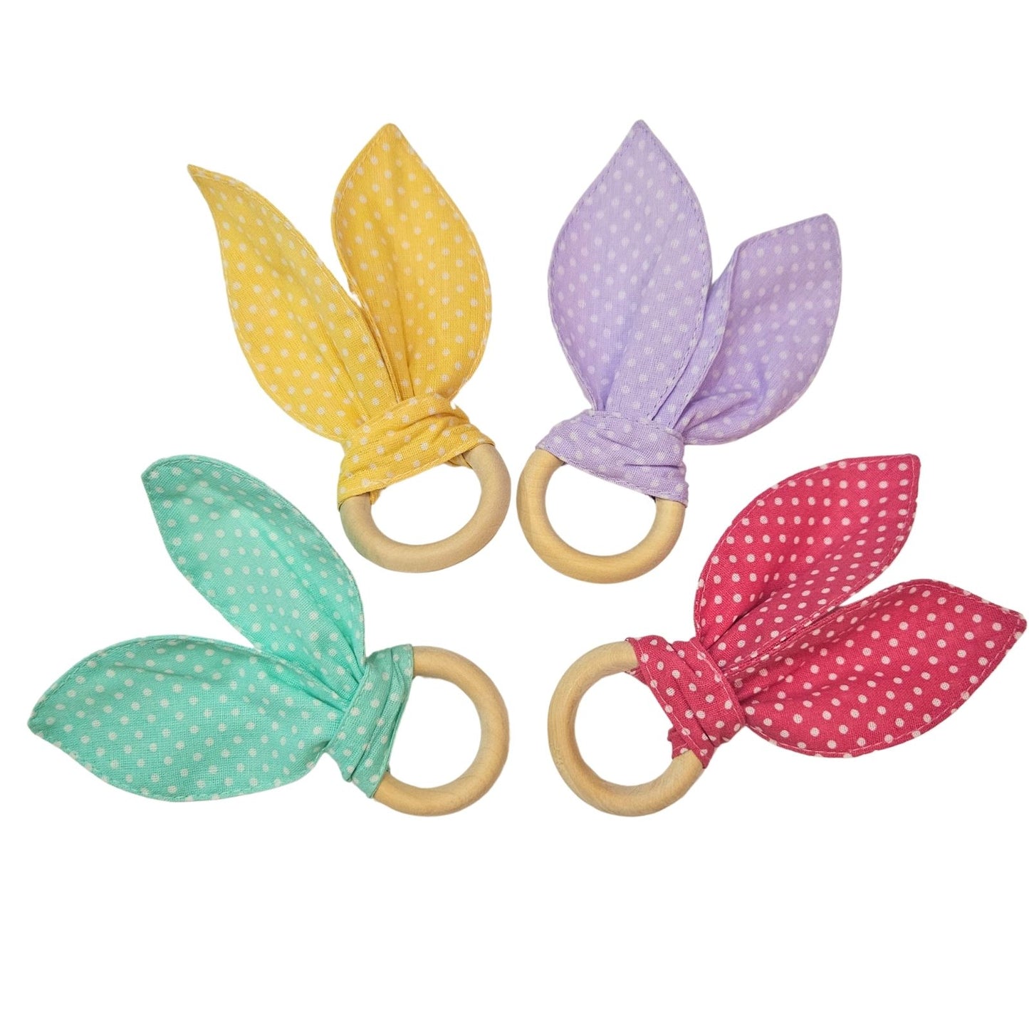 Maison Charlo | Easter Set of 4 Polka Dot Lilac Bunny Ears Napkin Rings | Dining Table Decor