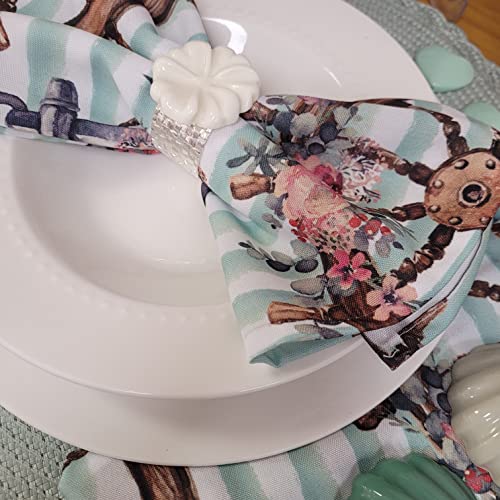 Charlo's Cloth Napkins Set of 4 Cancun Seas 16" by 16" Dining Table Decor, Reusable Napkins