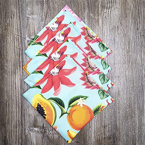 Charlo's Cloth Napkins Set of 4 Salad Fruit 16" by 16" - Blue
