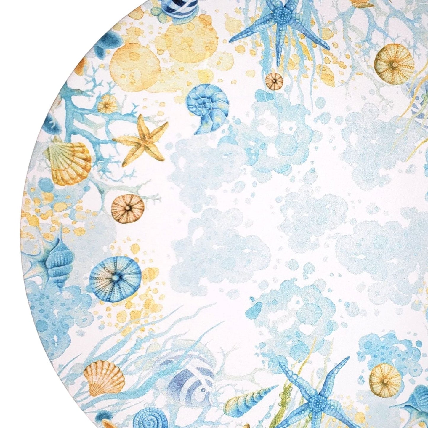 Set of 4 Round Placemats Covers Starfish Blue 14 Dia inch