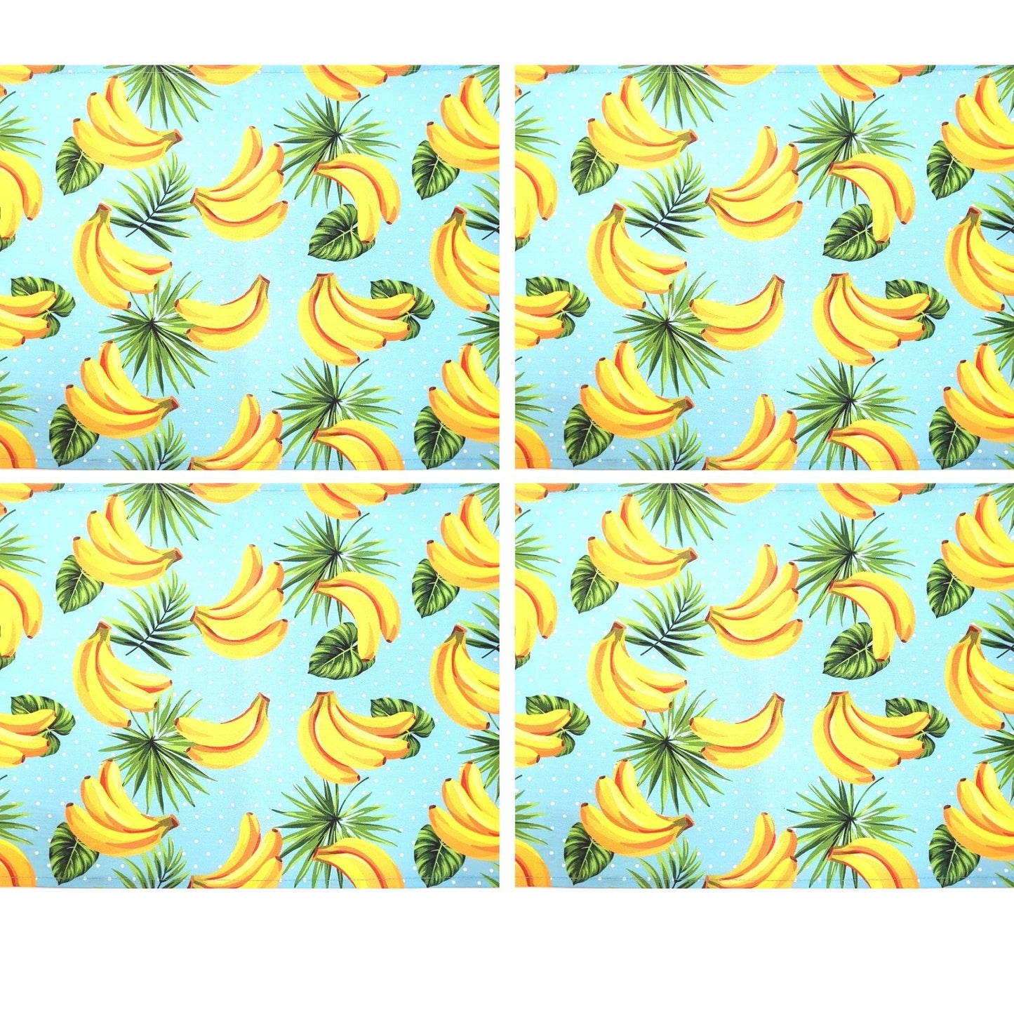 Charlo's Set of 4 Waterproof Rectangular Placemats Banana Joy 17X13
