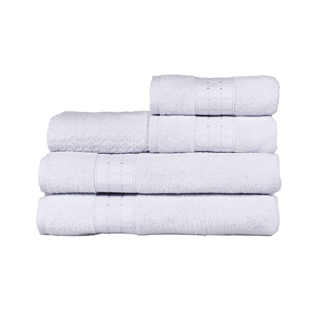 5-Piece Cotton Towel Set White Class – Bath, Hand & Bath Mat 450 GSM Soft Absorbent