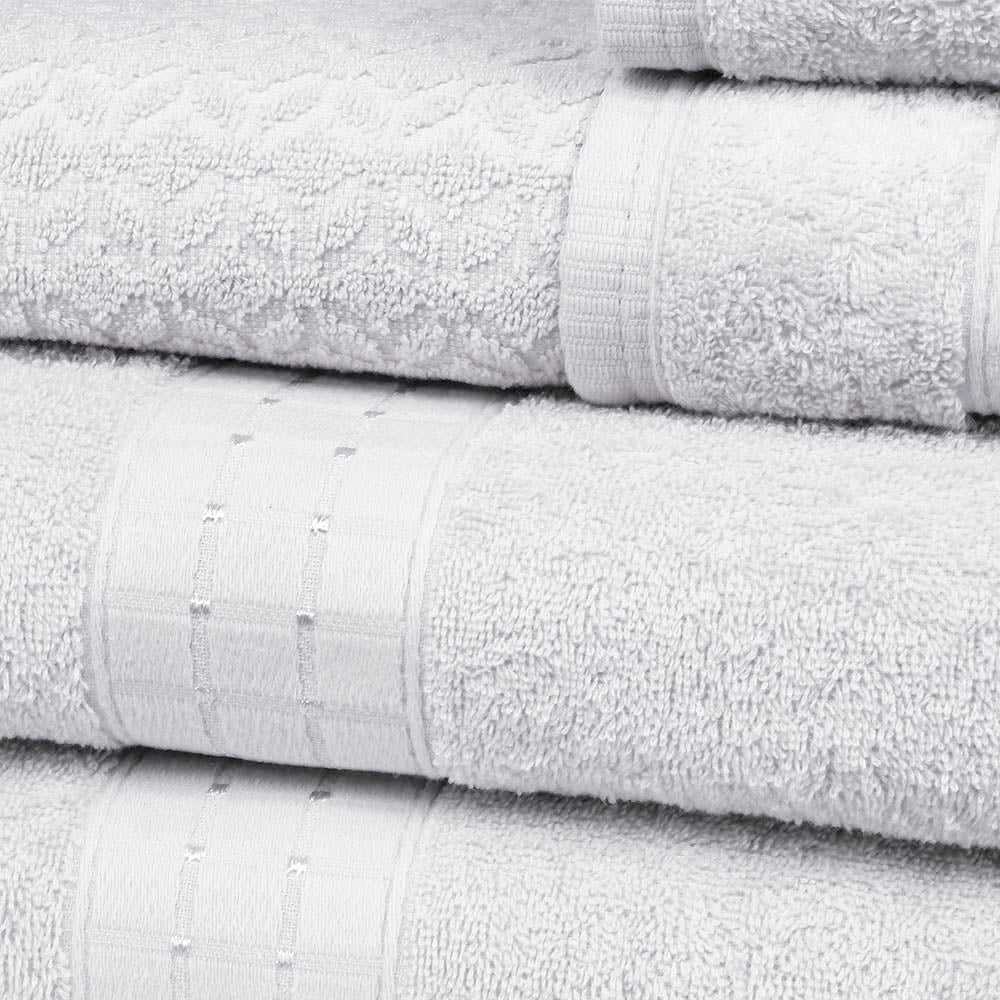 5-Piece Cotton Towel Set White Class – Bath, Hand & Bath Mat 450 GSM Soft Absorbent