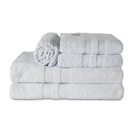 5-Piece Cotton Towel Set White – Bath, Hand & Bath Mat Paris Collection Soft Absorbent