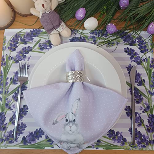 Guardanapos de Pano de Páscoa da Charlo Coelhinho Lavanda Lilás Guardanapos Reutilizáveis Jantar Macio e Durável