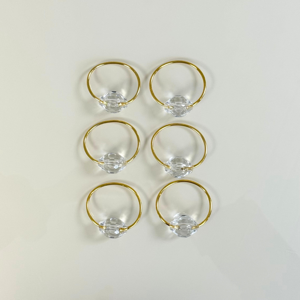 Set of 6 Crystal Napkin Rings – Elegant Acrylic Stone Design 1.6 x 1.2 in Table Decor