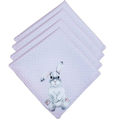 Charlo's Easter Cloth Napkins Lavender Bunny Lilac Reusable Napkins Soft Durable Dinner