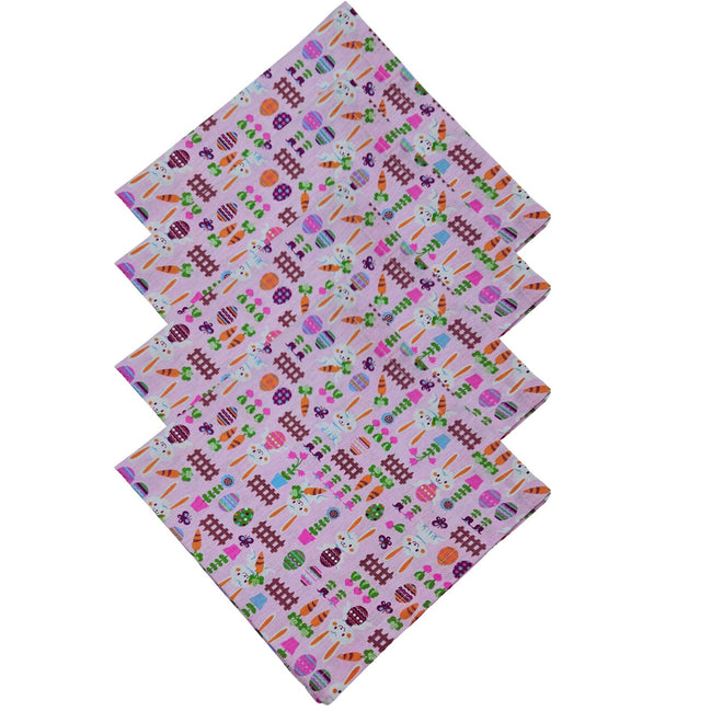 Guardanapos de Pano de Algodão Rosa Páscoa Charlo Coelhinho da Páscoa Delícia Alegria 38x38cm