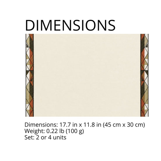 Charlo’s Set of 4 Rectangular Placemats Africa Beige Embroidery 18" x 12"