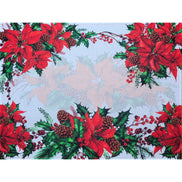 Conjunto de 4 Jogos Americanos de Natal Maravilhosos com Estampa Floral em Tecido Impermeável 43 x 33 cm - Vermelho Escuro
