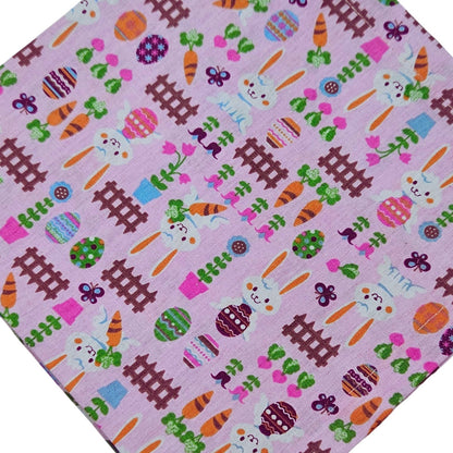 Charlo's Easter Pink Cotton Cloth Napkins Easter Bunny Delight Joyful 15 x15