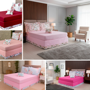 Full Sheet Set 5 Pieces with Bed Skirt & Cushion Cover 74.8 x 55.1 in – Soft Microfiber Bedding