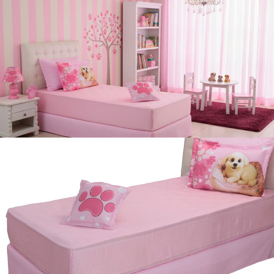 Twin Kids Sheet Set 3 Pieces Lulu Print 74.8 x 35.4 in – Soft Microfiber Bedding