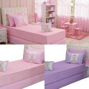 Twin Kids Sheet Set 3 Pieces Princess Bear Print 74.8 x 35.4 in – Soft Microfiber Bedding