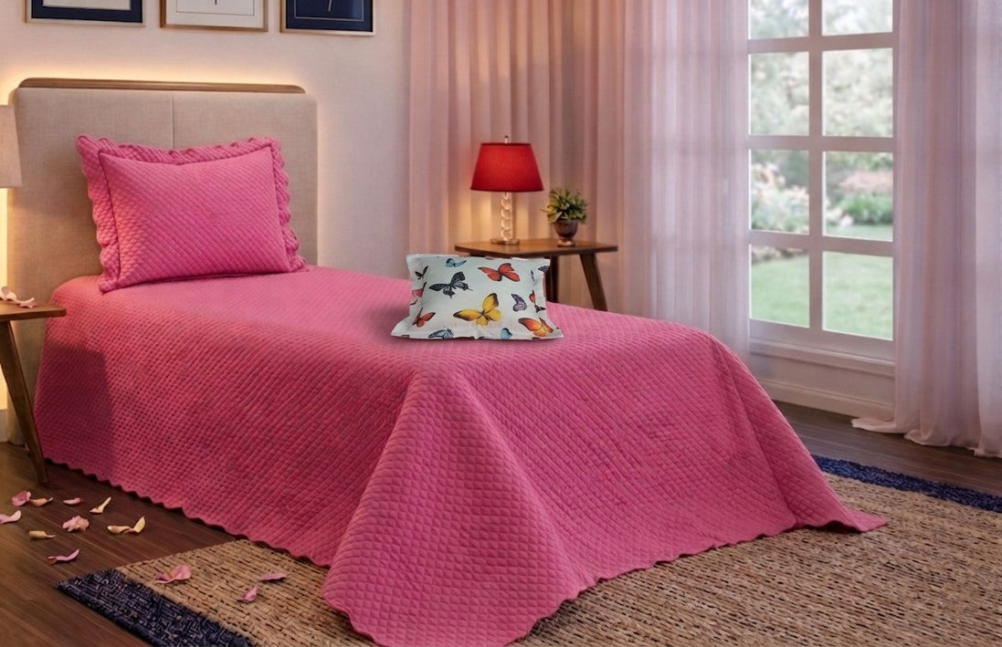 Kit Cobre-Leito Soft Florence Solteiro Dupla Face – 3 Peças – Pink