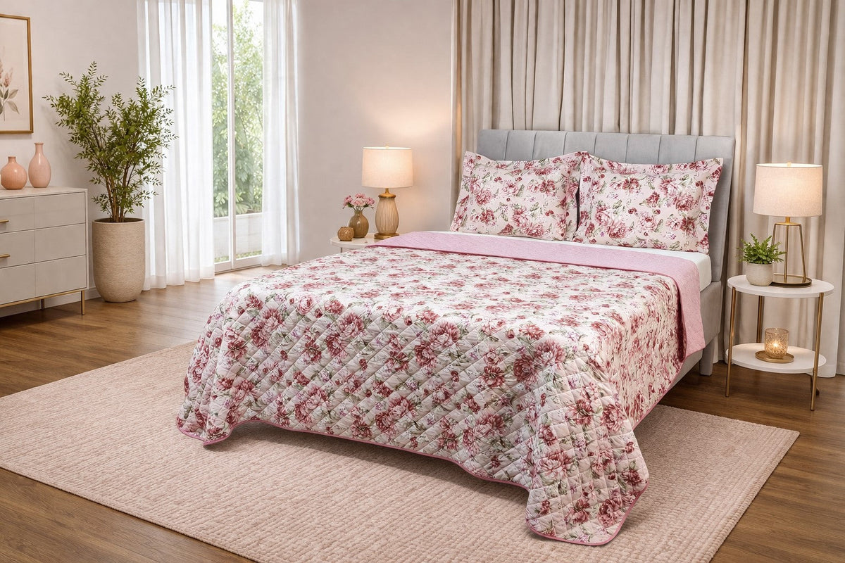 Kit Cobre-Leito Soft Madri Casal Queen Dupla Face – 3 Peças – Rosê Escuro