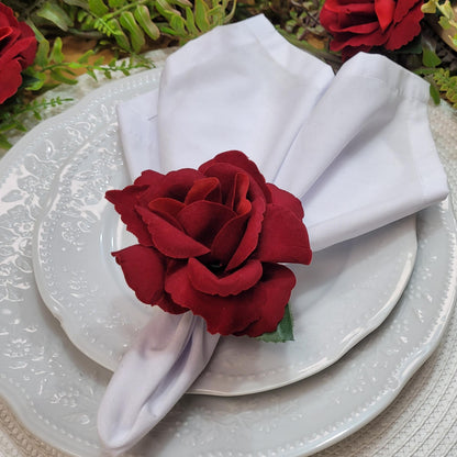 Maison Charlo Wholesale Set of 20 Wholesale Red Colombiana Rose Flower Rosebud Napkin Rings Ecofriendly Pack