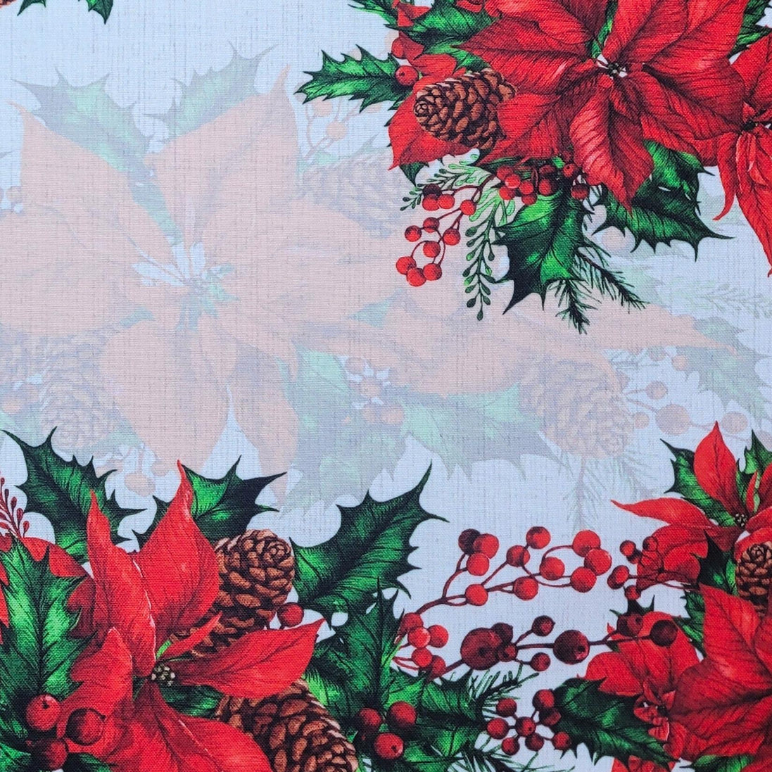 Conjunto de 4 Jogos Americanos de Natal Maravilhosos com Estampa Floral em Tecido Impermeável 43 x 33 cm - Vermelho Escuro