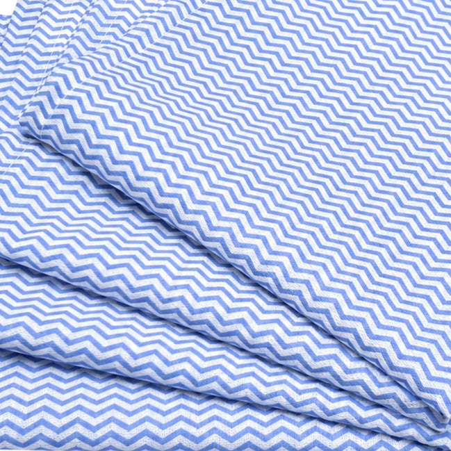 Charlo's Conjunto de 4 Guardanapos de Pano 100% Algodão Listrado Azul 38cm x 38cm Lavável Reutilizável