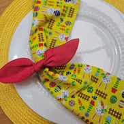 Guardanapos de Pano de Algodão Amarelo Páscoa Charlo Coelhinho da Páscoa Alegre 38x38cm