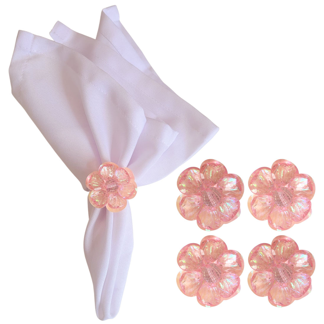 Maison Charlô | Conjunto de 4 Anéis de Guardanapo Delicados com Flores | Casamento, Ação de Graças, Natal, Ano Novo, Casamento, Banquete, Aniversário
