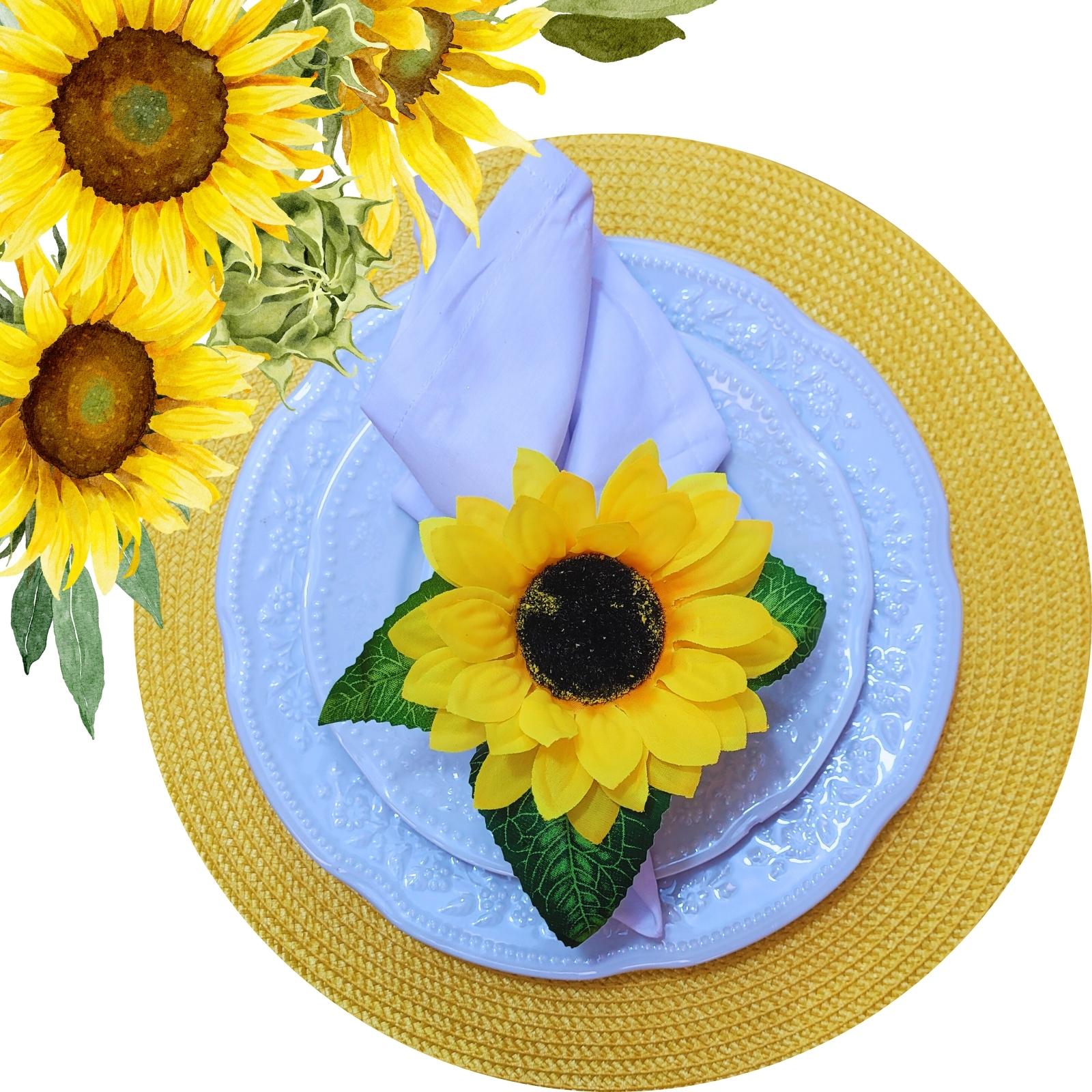 Maison Charlo | Wholesale Set of 10 Sunflower Napkin Rings for party, wedding, shopkeeper, birthday, restaurant