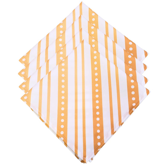 Charlo's Cloth Napkins Set of 4 Christmas Striped 16" by 16" - Gold