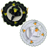 24-Piece Lemon Placemat & Napkin Set for 12 – Embroidered Sicilian Lemon Table Decor 19.7 x 13.8 in