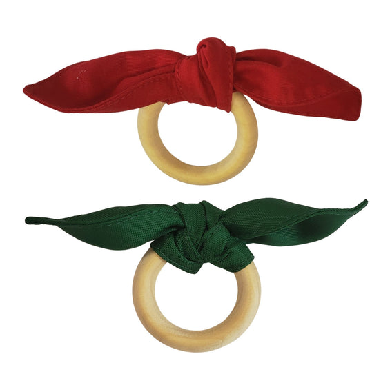 Maison Charlo | Conjunto de 6 Anéis de Guardanapo de Pano Duo Verde Vermelho Ecologicamente Corretos, Natal, Dia dos Namorados, Dia das Mães, decoração de mesa, presente