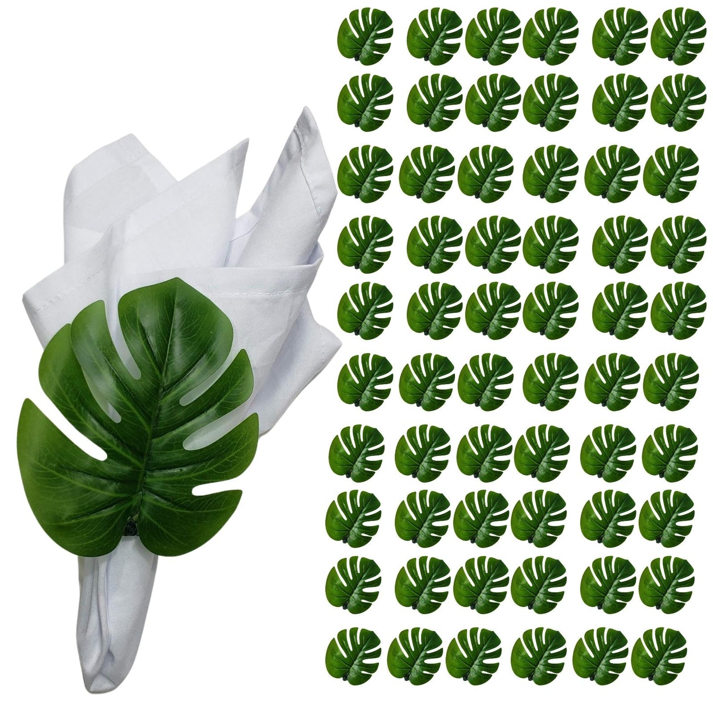 Maison Charlô | Wholesale Set 30 or 60 Green Monstera Leaf Napkin Rings Ecofriendly Pack