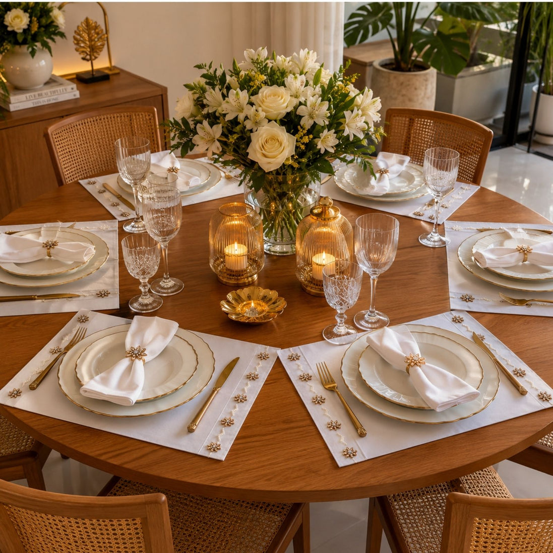Charlo’s Set of 4 Rectangular Placemats Life White 18" x 12"