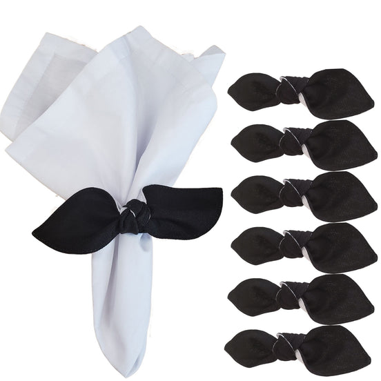 Maison Charlo | Conjunto de 6 Anéis de Guardanapo de Pano Ecológicos Duo Preto e Branco, Natal, Páscoa, Dia dos Namorados, Dia das Mães