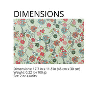 Charlo’s Set of 4 Rectangular Placemats Green Garden Floral 18