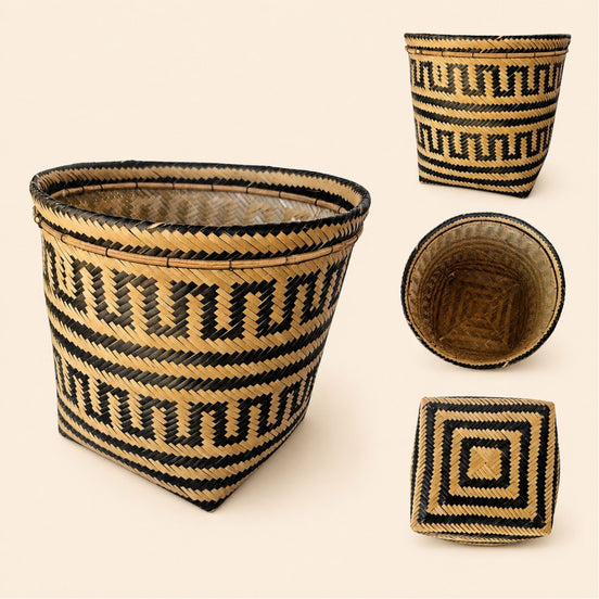 Brazilian Indigenous Art | Urutu Baniwa Basket – Serpentine Pattern – 10.24 in