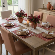 Charlo's Set of 4 Rectangular Placemats Burgundy and Beige 18