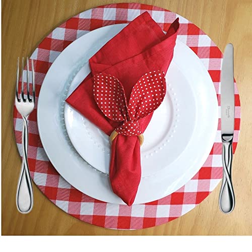 Maison Charlo | Anéis de Guardanapo Orelhas de Coelhinho, Conjunto de 4 | Decoração de Páscoa para Mesa (Poá Vermelho)