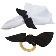 Maison Charlo | Conjunto de 6 Anéis de Guardanapo de Pano Ecológicos Duo Preto e Branco, Natal, Páscoa, Dia dos Namorados, Dia das Mães