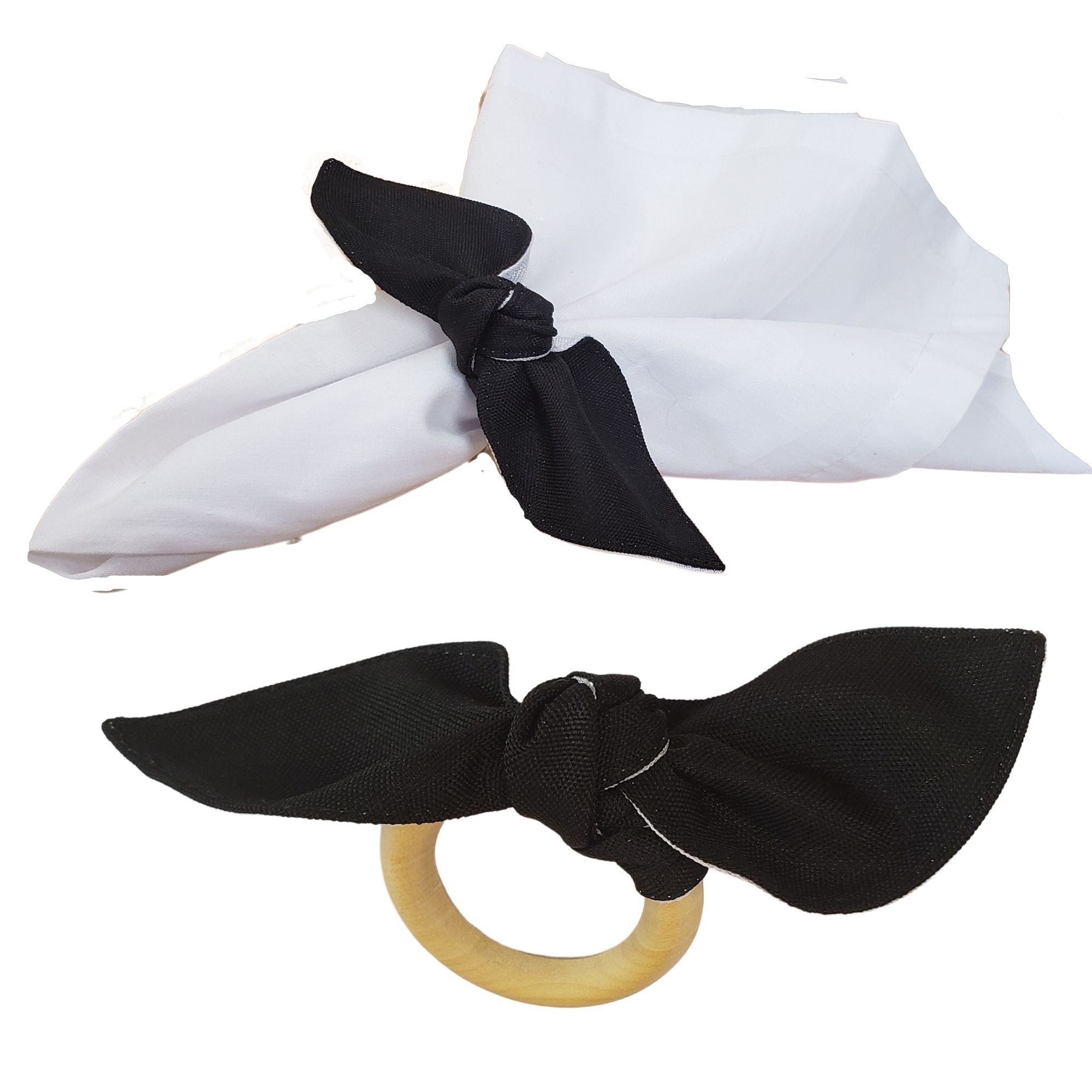 Maison Charlo | Conjunto de 6 Anéis de Guardanapo de Pano Ecológicos Duo Preto e Branco, Natal, Páscoa, Dia dos Namorados, Dia das Mães