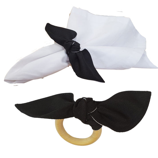Maison Charlo | Conjunto de 6 Anéis de Guardanapo de Pano Ecológicos Duo Preto e Branco, Natal, Páscoa, Dia dos Namorados, Dia das Mães