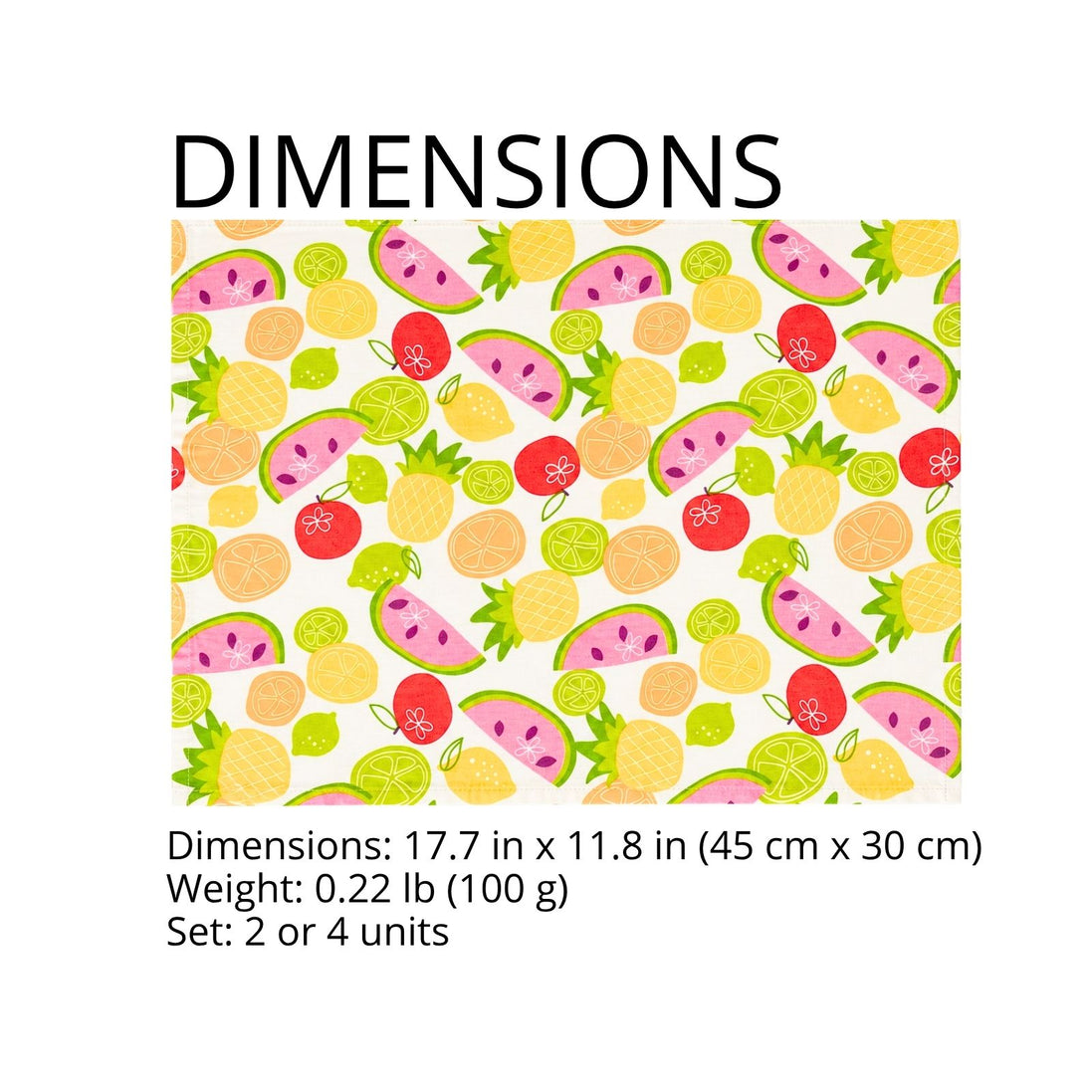 Charlo’s Set of 4 Rectangular Placemats Fruits 18" x 12"
