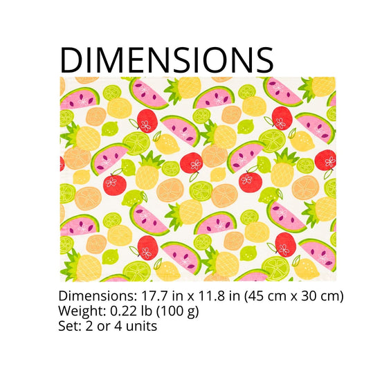 Charlo’s Set of 4 Rectangular Placemats Fruits 18" x 12"