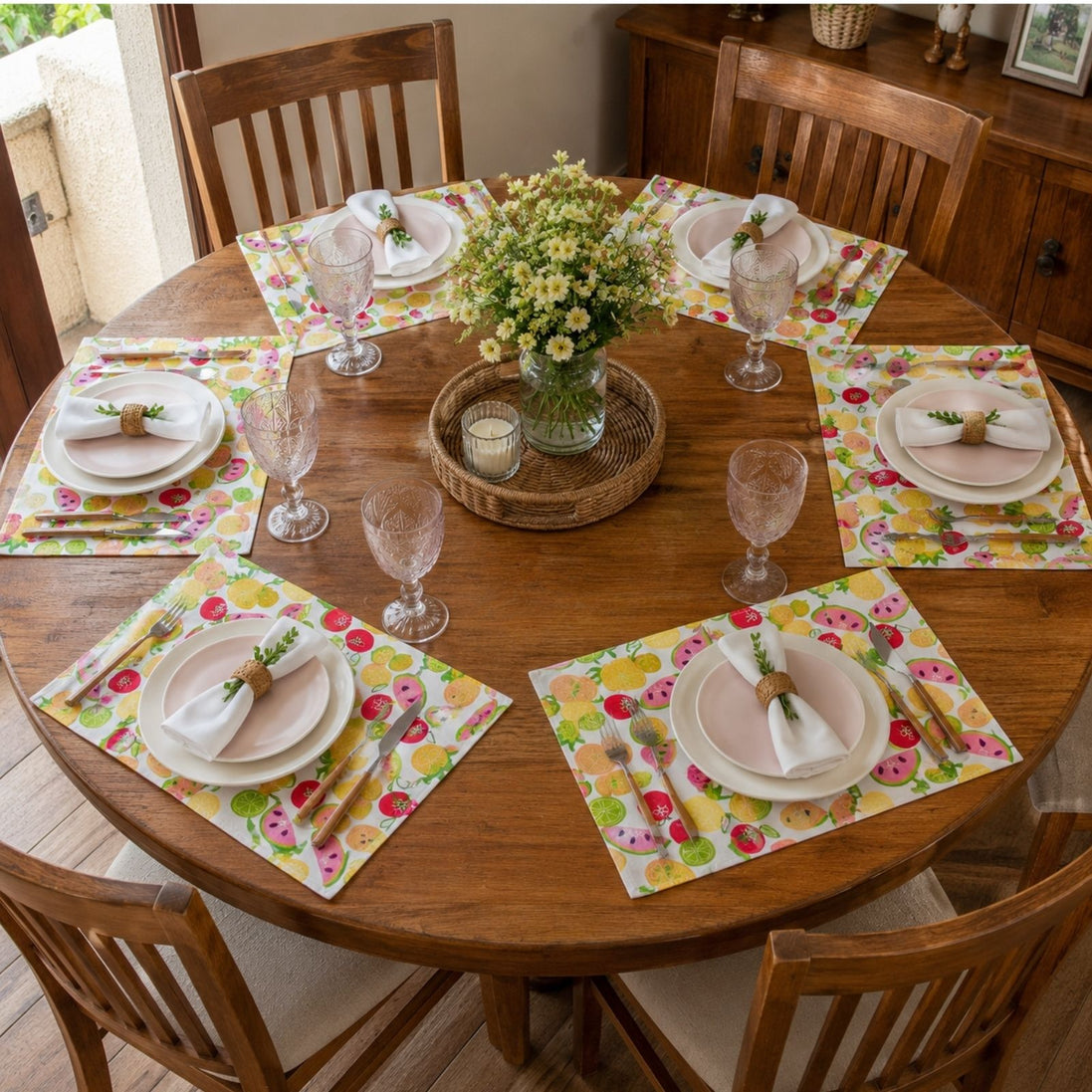 Charlo’s Set of 4 Rectangular Placemats Fruits 18" x 12"