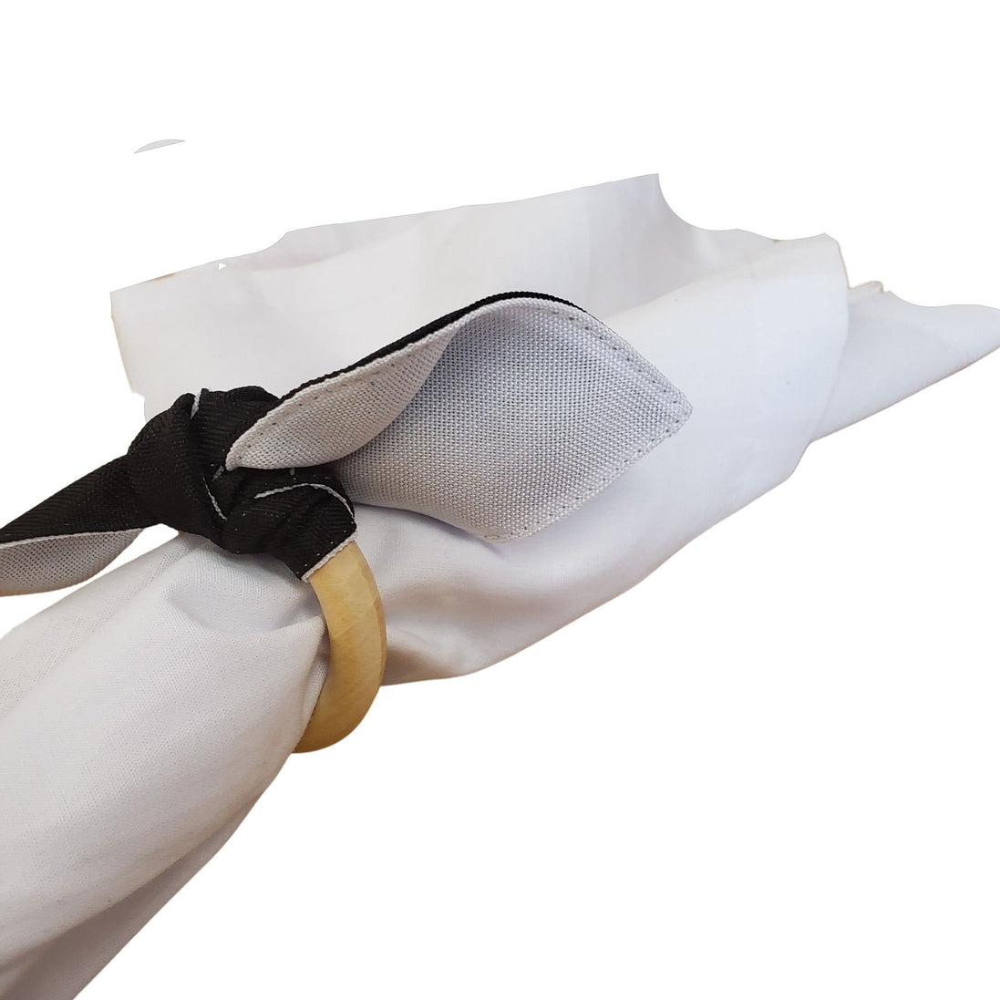 Maison Charlo | Conjunto de 6 Anéis de Guardanapo de Pano Ecológicos Duo Preto e Branco, Natal, Páscoa, Dia dos Namorados, Dia das Mães