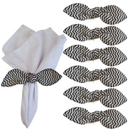 Maison Charlo | Conjunto de 6 Anéis de Guardanapo de Pano Preto Chevron Ecologicamente Corretos, Natal, Páscoa, Dia dos Namorados, Dia das Mães