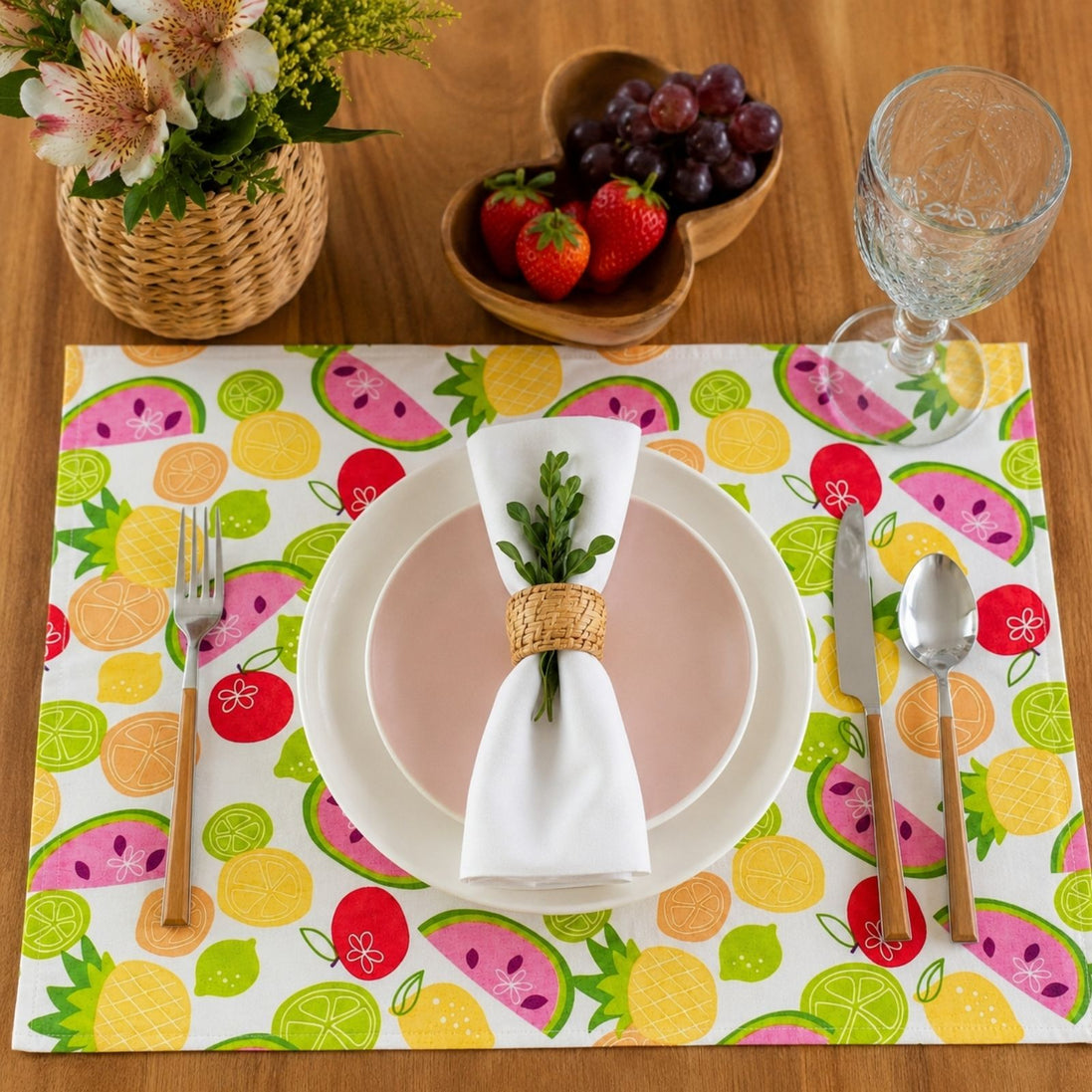 Charlo’s Set of 4 Rectangular Placemats Fruits 18" x 12"