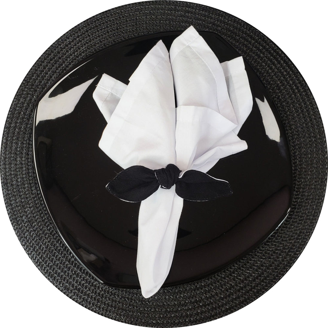 Maison Charlo | Conjunto de 6 Anéis de Guardanapo de Pano Ecológicos Duo Preto e Branco, Natal, Páscoa, Dia dos Namorados, Dia das Mães