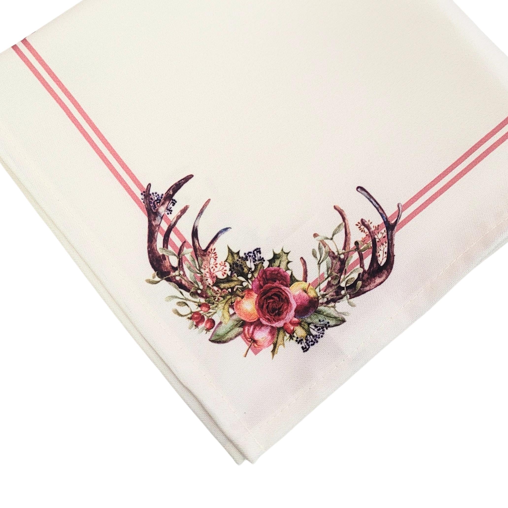 Charlo's Cloth Napkins Set of 4 Burgundy Christmas Arrangement 16
