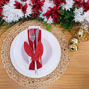 Maison Charlo | Anéis de Guardanapo Orelhas de Coelhinho, Conjunto de 4 | Decoração de Páscoa para Mesa (Poá Vermelho)